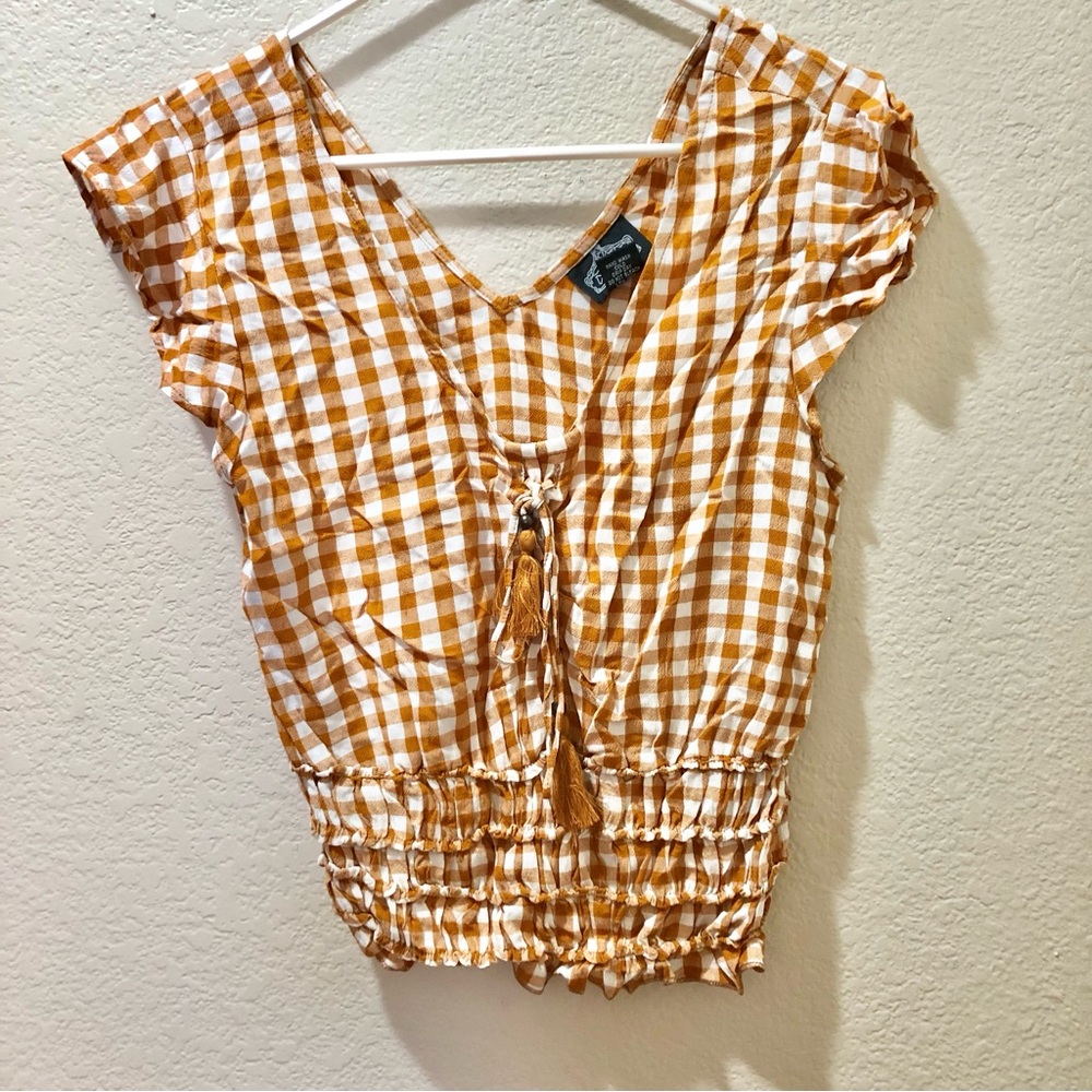 Carmela Gingham Tie-Front Women’s Top